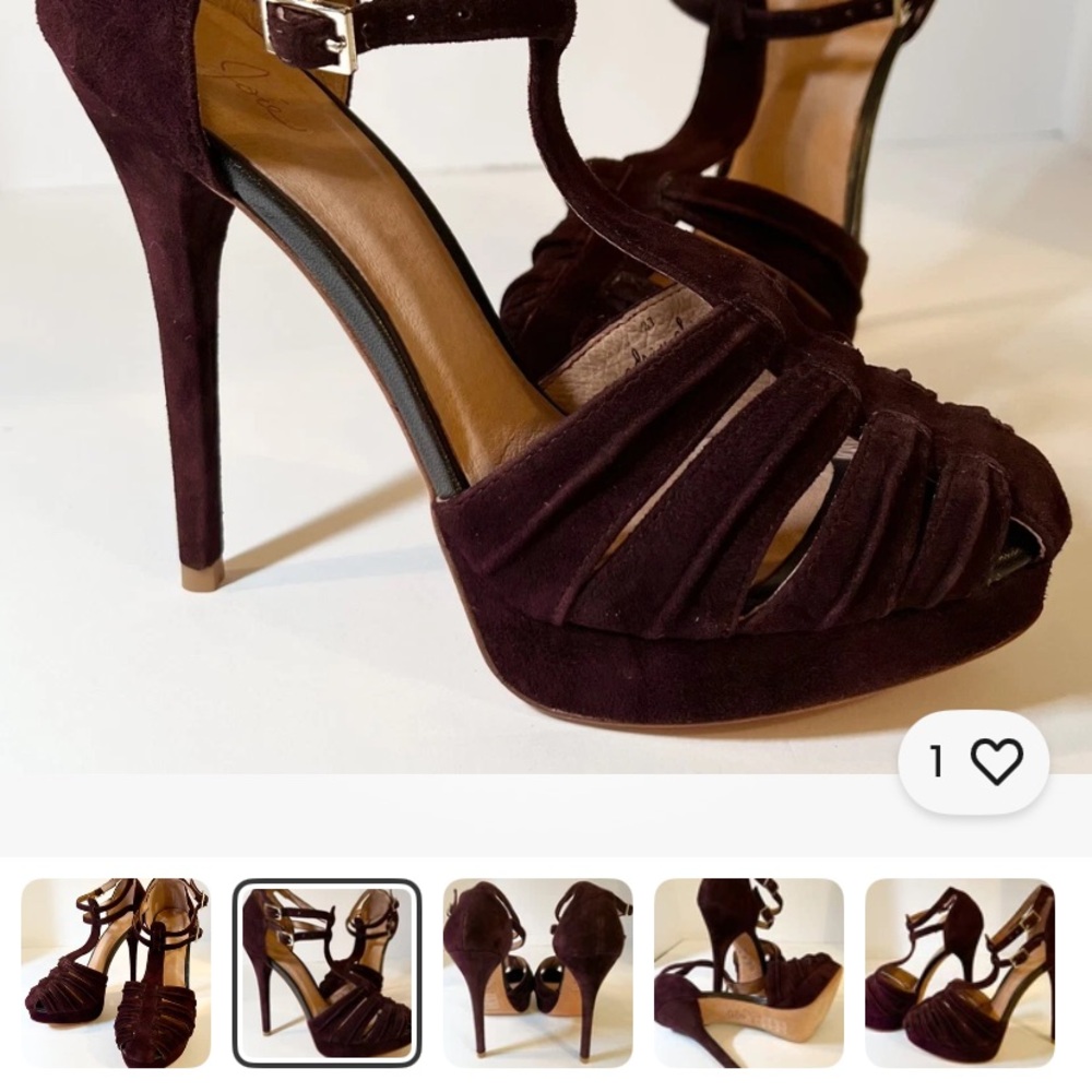 Joie designer Rexanne ankle strap Gatsby high heels burgundy 36